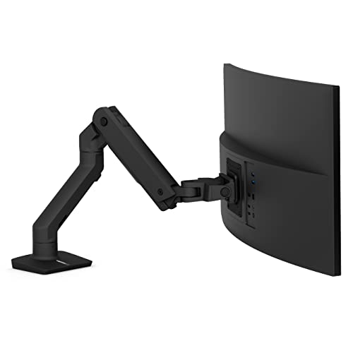 ERGOTRON HX Monitor Arm in Schwarz - Monitor Tischhalterung mit patentierter CF-Technologie für Bildschirme bis 42 Zoll, 29.2cm Höhenverstellung, VESA Standard und 10 Jahre Garantie von Ergotron