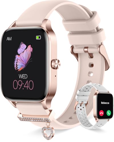 Smartwatch Damen mit Telefonfunktion 47mm/1,85Zoll Touchscreen Smart Watch für Android iOS 100+ Sportmodi Fitness Tracker Schrittzähler Pulsuhr Schlafmonitor DIY Zifferblatt Menstruationszyklus von Erkwei