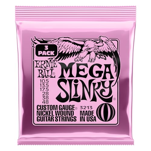 Ernie Ball Mega Slinky Nickel Wound E-Gitarrensaiten, 3er-Pack, Stärke 10.5-48 von Ernie Ball