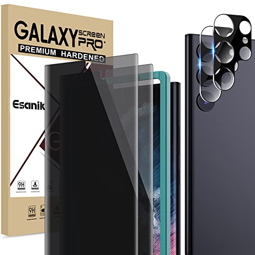 Esanik PET Sichtschutz für Samsung Galaxy S22 Ultra (2+2 Stück) 6,8", 2x PET S22 Ultra Sichtschutzfolie (Nicht Glas) + 2x Kameraschutz, Anti Spy Privacy Folie von Esanik