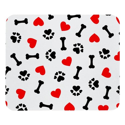 Eslifey Bequemes Mauspad Hund Knochen Pfote Herz Desktop Mousepad, 21 x 25 cm Mauspad, rutschfeste Gummiunterseite, verbessert Geschwindigkeit und Präzision von Eslifey