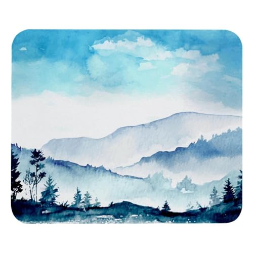 Eslifey Komfortables Mauspad, Aquarell, Berge, blauer Himmel, Malerei, Desktop-Mauspad, 21 x 25 cm, rutschfeste Gummiunterseite, verbessert Geschwindigkeit und Präzision von Eslifey