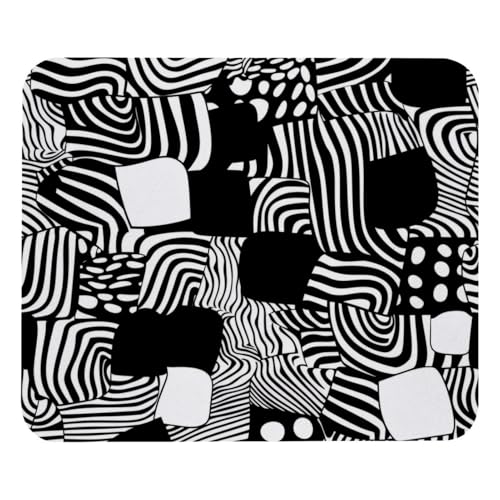Eslifey Komfortables Mauspad, Schwarz-Weiß, abstraktes Muster, Desktop-Mauspad, 21 x 25 cm, rutschfeste Gummiunterseite, verbessert Geschwindigkeit und Präzision von Eslifey