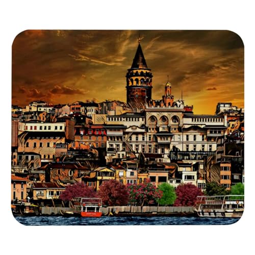 Eslifey Komfortables Mauspad Galata Istanbul Tower Türkei Desktop Mousepad, 21 x 25 cm Mauspad, rutschfeste Gummiunterseite, verbessert Geschwindigkeit und Präzision von Eslifey