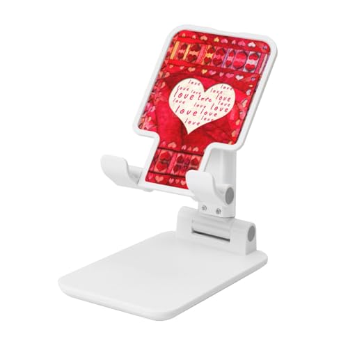 Esnaiuvcd Red Hearts Love Print Dual Folding Phone Ständer, voll verstellbare Desktop-Handyhalterung, Dock, kompatibel mit allen Smartphones von Esnaiuvcd