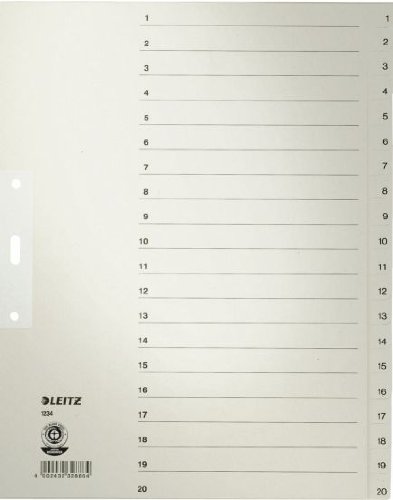 Esselte Leitz GmbH & Co. KG Premium Zahlen-Register A4 LEI 1234-00-85 Papier 20 Blatt 1-20 von Esselte Leitz GmbH & Co. KG