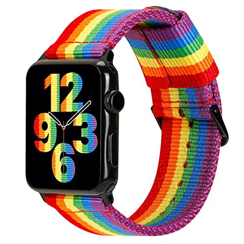 Estuyoya Armband Pride für Apple Watch 41mm 40mm 38mm, Nylon-Armband mit LGBTQ Flagge und Sportschließe für iWatch Series 9 8 7 6 5 4 3 2 1 SE SE 2 von Estuyoya