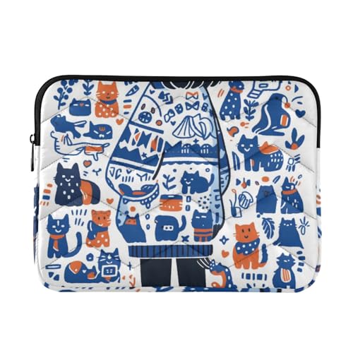 Laptop-Schutzhülle, 33-35,6 cm, coole Computerhülle, Cartoon-Kätzchen, Happy Land, Reise-Laptop-Tasche, Handtasche für Männer und Frauen von EtherSpher