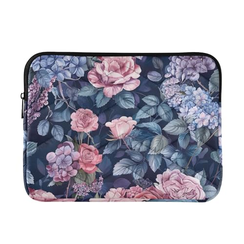 Laptop-Schutzhülle, 33 - 35,6 cm, dünn, Laptop-Aufbewahrungstasche, elegante blaue Blumenform, Tasche mit Reißverschluss, für Damen und Herren von EtherSpher