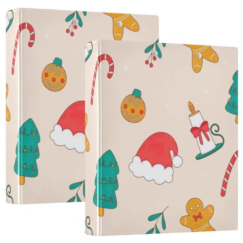 Runde Ringe Notizbuch Ordner, 3,8 cm, Happy Orange, Weihnachtsfeier mit Tascheneinband, 1/2 Packungen, Schulhefter, Hardcover, 2 Stück von EtherSpher