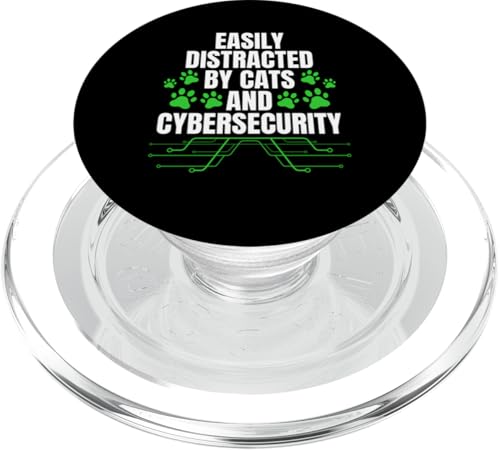 Easily Distracted By Cats And Cyber Security PopSockets PopGrip für MagSafe von Etischer Hacker Computersicherheit Design