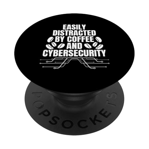 Easily Distracted By Coffee And Cyber Security PopSockets Klebender PopGrip von Etischer Hacker Computersicherheit Design