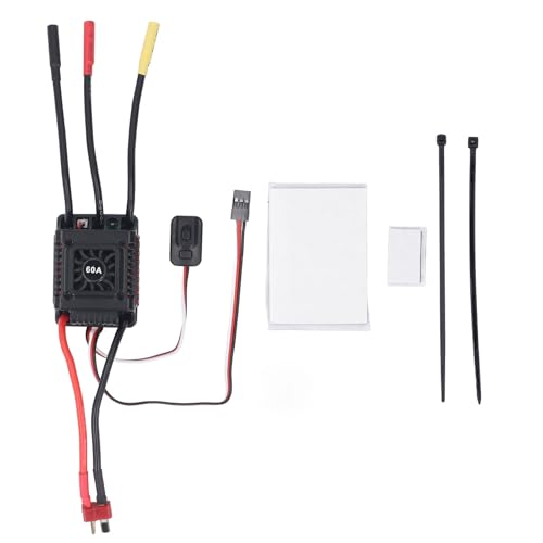 Bürstenloser ESC, Aluminiumlegierung, 60 A, Elektrischer Geschwindigkeitsregler für 1/10 RC-Fahrzeuge von Eujgoov