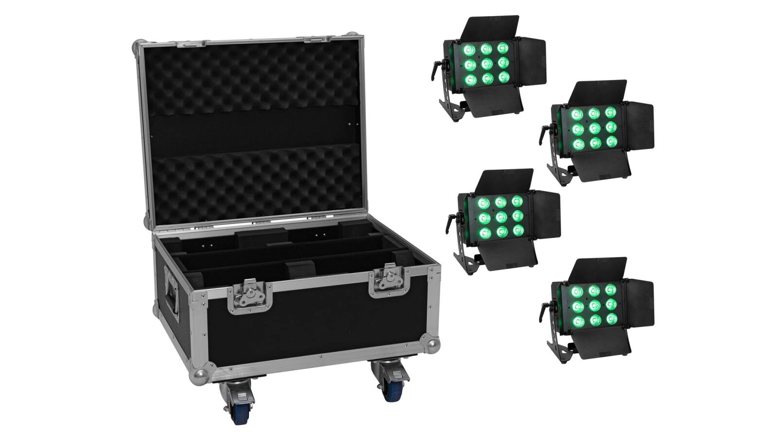 EUROLITE Set 4x LED CLS-9 QCL RGB/WW 9x7W + Case von Eurolite