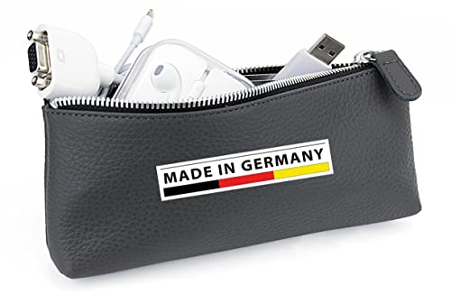 Handmade in Germany, Schlampermäppchen Leder Federmäppchen Leder anthrazit mit Metallreißverschluss, erhältlich in 5 Farben excl. Marke EuroStyle von Eurostyle