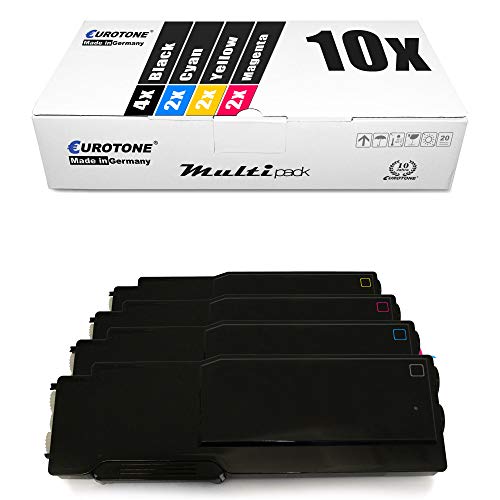 Eurotone 10x Müller Printware XXL Toner für Dell C 2660 2665 DN dnf ersetzt Black Cyan Magenta Yellow von Eurotone