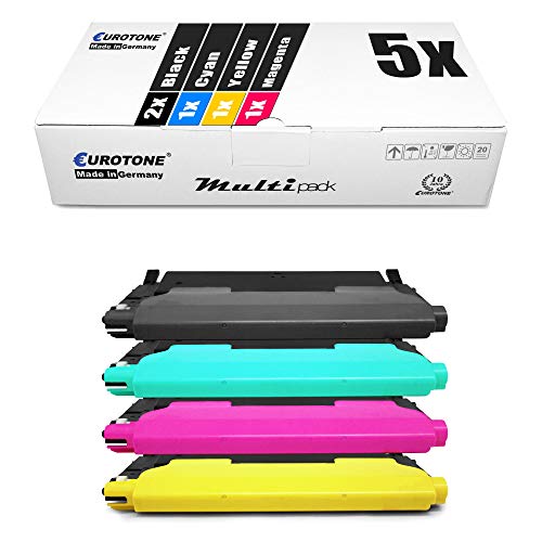 Eurotone 5er Set Toner kompatibel für Samsung CLP 320 325 / CLX 3180 3185 CLT K4072S C4072S Y4072S M4072S, Premium Alternative 2X Schwarz + 1x Cyan 1x Magenta 1x Yellow von Eurotone