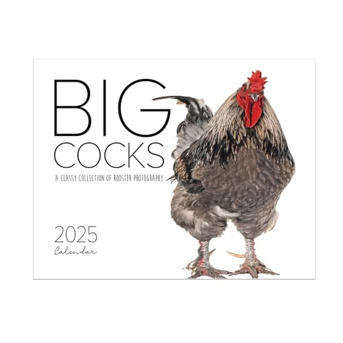 Euyehn Big Cocks Kalender 2025, 20,3 x 27,9 cm, lustiger -Kalender, lustige Hühner-Illustrationen, Wandkalender, Monatsansicht für Zuhause und Schule von Euyehn