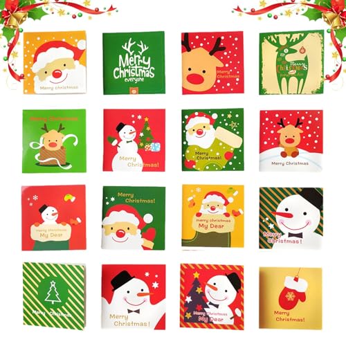 Euyehn Frohe Weihnachtskarten, Weihnachtskarten-Set - 16X Jahreszeitenkarten mit Umschlägen,Schneemann-Karte, Weihnachtsmann-Karten zur Weihnachtsdekoration, senden Sie warme Weihnachtsgrüße von Euyehn