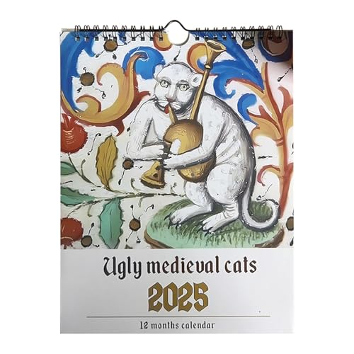 Eventerde Mittelalterlicher Katzenkalender 2025, Hässlicher Mittelalterlicher Katzenkalender 2025, Ugly Medieval Cats Calendar, 2025 Medieval Cats Wall Calendar, Katzen Hängekalender von Eventerde