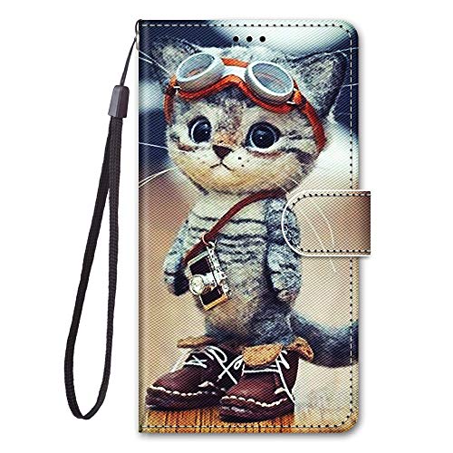 Kompatibel für Honor Magic 6 Lite 5G/Magic6 Lite Hülle Silikon Leder Case Flip Brieftasche Bumper Kartenfach Magnetisch Klappbar Muster Tier Motiv Tasche Cover Hüllen Handyhülle (Katze) von Everainy-EU