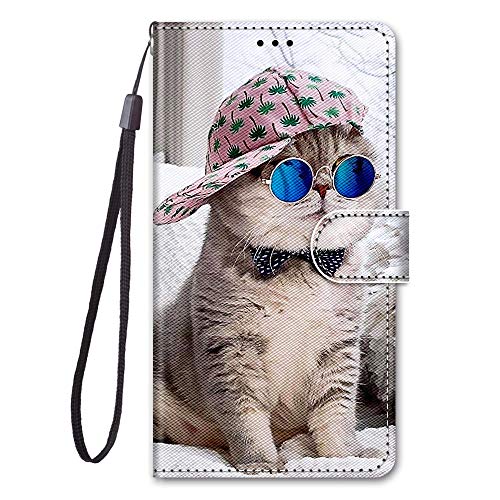 Kompatibel für iPhone 13 (6.1")/iPhone 14 (6.1") Hülle Silikon Leder Case Flip Brieftasche Bumper Kartenfach Magnetisch Klappbar Muster Tier Motiv Tasche Cover Hüllen Handyhülle (Katze 1) von Everainy-EU