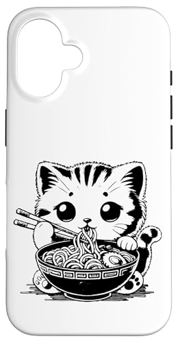 Hülle für iPhone 16 Süße Kawaii-Katze, die Ramen-Nudeln isst von Everything Is Currency