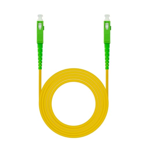 Ewent Glasfaserkabel SC/APC auf SC/APC Simplex Singlemode 9/125, Kompatibel mit Glasfaser bis in die Wohnung (FTTH, Fiber to the Home) Gelb/Grün 1Meter von Ewent