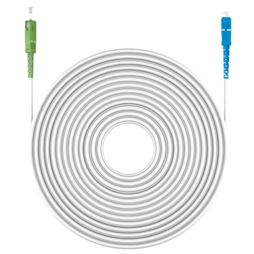 Ewent Glasfaserkabel SC/APC auf SC/APC Simplex Singlemode 9/125, Kompatibel mit Glasfaser bis in die Wohnung (FTTH, Fiber to the Home) Weiß/Grün - Weiß/Blau 1Meter von Ewent