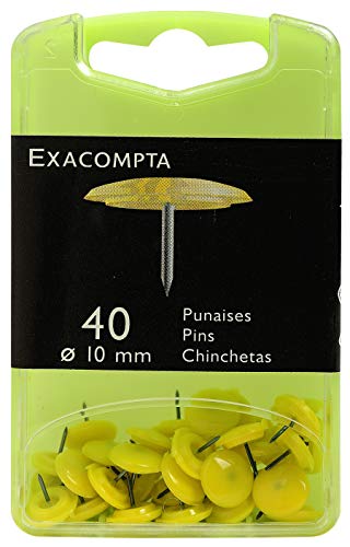 Exacompta 14023E 40er Pack Reißnägel Ø12mm in Kunststoffbox gelb von Exacompta