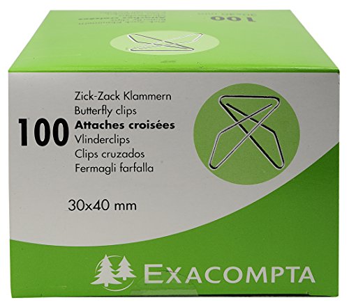 Exacompta 14765E 100er Pack ZickZack Büroklammern 30x40mm Eckklammern aus Aluminium in praktischer Aufbewahrungsbox von Exacompta