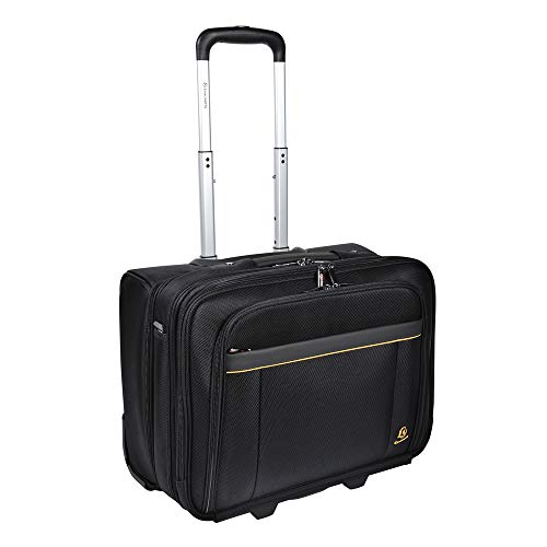 Exacompta 18534E Premium Reisetasche Exatrolley mit 4 Hauptfächern vielen Innentaschen 2 USB Anschlüsse und ausziehbarem Trollygriff wasserabweisend ideal für Privat- und Geschäftsreisen, schwarz von Exacompta