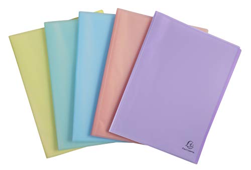 Exacompta 88270E Kunststoff-Sichtmappe Chromaline Pastell 20 Klarsichthüllen, 40 Sichten Einband aus transluzentem Polypropylen DIN A4 Klarsichthüllen ideal für Büro und Schule 1 Stück Zufallsfarbe von Exacompta