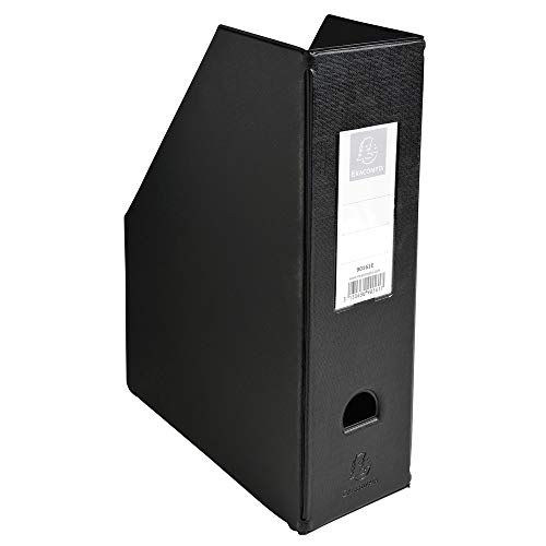 Exacompta - Referenz 90161E - Zeitschriftenhalter aus PVC - Rückseite 10 cm - flach geliefert - Abmessungen 31,5 x 23,5 x 10 cm - Für A4-Dokumente - Farbe Schwarz von Exacompta