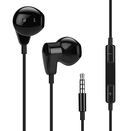 Excellentas In Ear Kopfhörer Ohrhörer Headset AUX 3,5 mm Jack Klinke mit Mirkofon kompatibel mit iPhone, Samsung Galaxy, Huawei, Sony Xperia, LG, BlackBerry, Asus, Nokia, HTC, etc. in schwarz von Excellentas