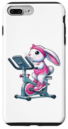 Hülle für iPhone 7 Plus/8 Plus Osterhase auf Heimtrainer Gym Fitness Workout Training von Exercise with Easter Bunny