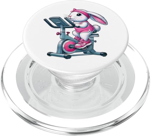 Osterhase auf Heimtrainer Gym Fitness Workout Training PopSockets PopGrip für MagSafe von Exercise with Easter Bunny