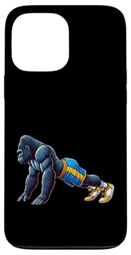 Hülle für iPhone 13 Pro Max Gorilla Doing Liegestütze Gym Fitness Workout Sport Liebhaber von Exercise with Gorilla