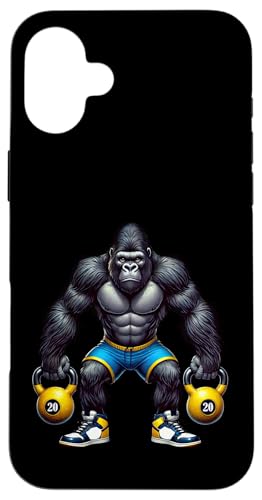 Hülle für iPhone 16 Plus Gorilla Lifting Kettlebells Gewichtheben Fitness Gym von Exercise with Gorilla