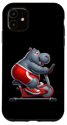 Hülle für iPhone 11 Hippo on Heimtrainer Gym Fitness Workout Training Sport von Exercise with Hippo