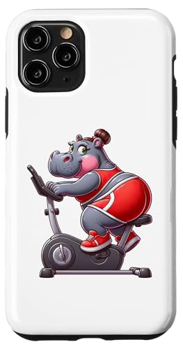 Hülle für iPhone 11 Pro Hippo on Heimtrainer Gym Fitness Workout Training Sport von Exercise with Hippo