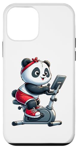 Hülle für iPhone 12 mini Panda auf Heimtrainer Gym Fitness Workout Training Sport von Exercise with Panda