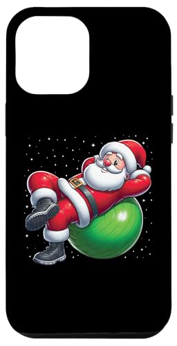 Hülle für iPhone 13 Pro Max Santa Claus Gymnastikball Fitness Workout Weihnachten Schnee von Exercise with Santa