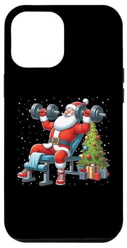 Hülle für iPhone 13 Pro Max Weihnachtsmann, für Gewichtheben, Fitnessstudio, Workout, Fitness, Weihnachtsbaum von Exercise with Santa