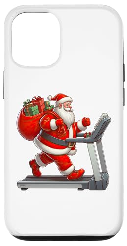 Hülle für iPhone 14 Pro Weihnachtsmann auf Laufband, Fitnessstudio, Fitness, Workout, Weihnachten, Weihnachten von Exercise with Santa