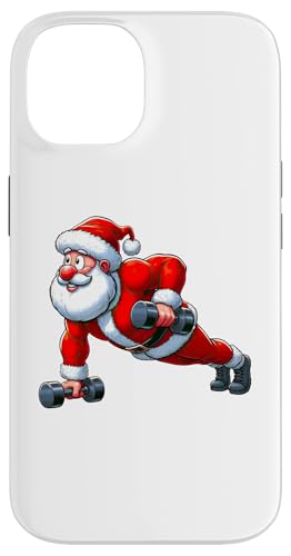 Hülle für iPhone 14 Santa Doing Push-Ups Gym Fitness Workout Weihnachten von Exercise with Santa