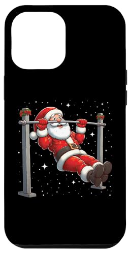 Hülle für iPhone 15 Pro Max Weihnachtsmann Training Gym Fitness Workout Weihnachten Schnee von Exercise with Santa