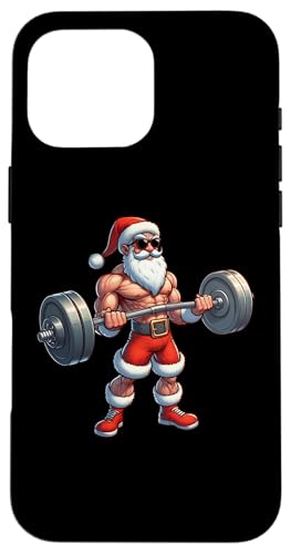 Hülle für iPhone 16 Pro Max Weihnachtsmann Gewichtheben Gym Training Fitness Bodybuilding Weihnachten von Exercise with Santa