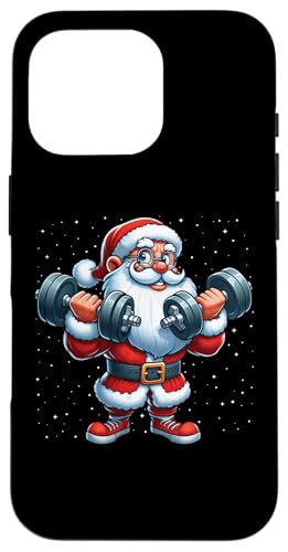 Hülle für iPhone 16 Pro Santa Gewichtheben Gym Training Fitness Weihnachten Sport von Exercise with Santa