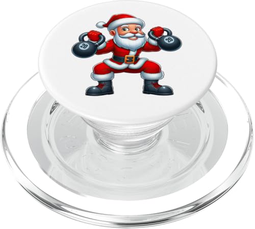 Santa Lifting Kettlebells Gewichtheben Fitness Gym Weihnachten PopSockets PopGrip für MagSafe von Exercise with Santa